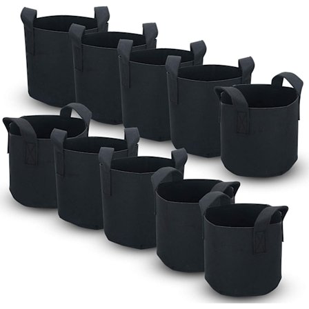 Pakke med 10 planteposer i non-woven materiale 26 liter - 7 gallon - 35 x