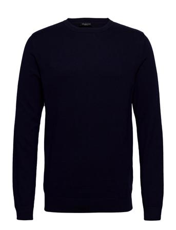 Slhberg Crew Neck B Neulepaita Pyöreä Kaula-aukko Sininen Selected Homme