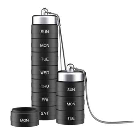 Dosett Stakbar Vandtæt Pilleæske Ugentlig 7-dages Medicin Sort