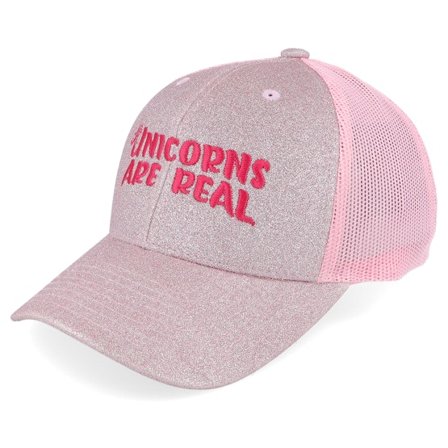 Unicorns - Pinkki trucker Lippis - Kids Unicorns Are Real Pink Glitter/Pink Trucker @ Hatstore