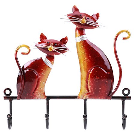 Handmade Steel Art, Cat-Themed Wall Decor Hooks, Perfect for Garden, Cabin, Patio