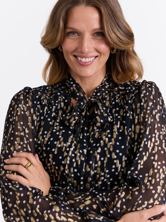 MATCH - Cameron bluse - Marie Philippe - Str. 40 - Dame - Skjorter & Bluser - Svart - 85% viskose, 15% metall