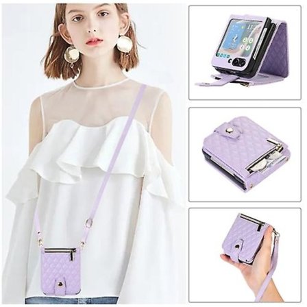 Crossbody-etui i læder med diamantgitter til Samsung Galaxy Z Flip5
