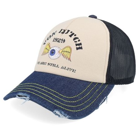 Von Dutch - Beige trucker Keps - Screen Print Black/Beige/Navy A-Frame Trucker @ Hatstore