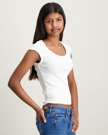 Grunt GRNarielle Rib Top Wit Tops/blouses Meisjes - Kids Brand Store