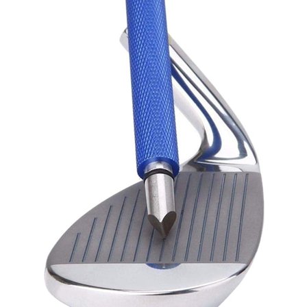 Golfkølle rille sliper, rilleverktøy og rengjøringsmiddel for chipping og jernkøller, produserer optimal backspin, for U- og V-riller, 1 stk, blå