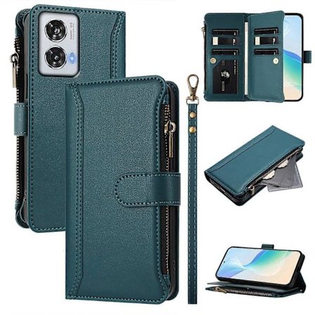 För Motorola Moto G85 5G Motorola Edge 50 Fusion 5G Läderfodral 9 Kortplatser Dragkedja Plånbok Ställ Ph