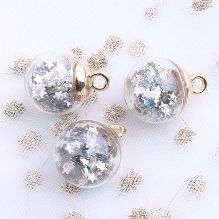 30st Runt Glaskula Armband Nyckelring SILVER