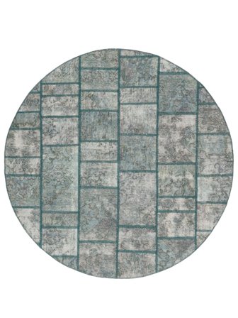 Persisk Patchwork Matta Ø 200 Rund Grå/Mörkgrå (Ull, Persien/Iran)