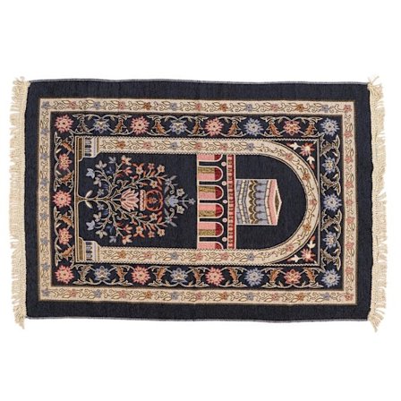 Islamisk muslimsk bønneteppe etnisk stil moteriktig Ramadan-gave bønneteppe for menn kvinner marineblå