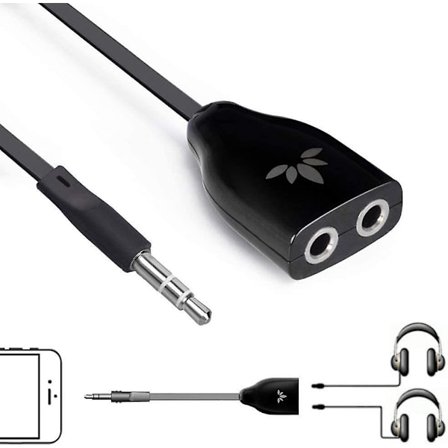 Tr302 Dubbel Hörlursdelare, 3,5 mm Aux Audio Stereoadapter Hörlursuttag, Kompatibel med Iphone Samsung Smartphones Mp3-spelare