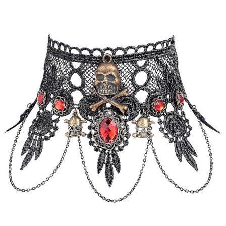 1 Stk Modehalskæde Gotisk Halsvedhæng Justerbar Blonder Choker (sort)