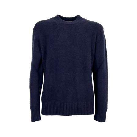 Alpha Studio Round-neck Knitwear , Blauw , Heren , Maat: L Truien & Vesten