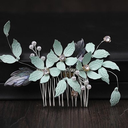 Hårdekorationskammar i form av blommor och blad, legering, bröllopshårtillbehör