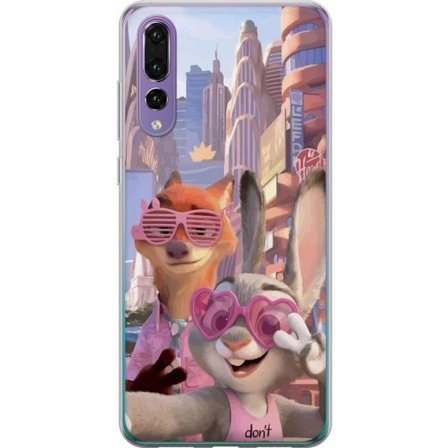 Kompatibel Mobilcover til Huawei Huawei P20 Pro Animalske figurer i solrig bymiljø med rosa solbriller og en positiv besked i en farverig feel-good s