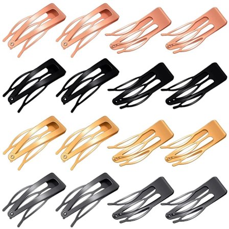 16 stk gummibelagte dobbelthåndtaks hårklemmer i metall