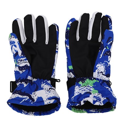 Utendørs Skihansker Anti-Skli Fortykket Termiske Hansker Sykling Vanntett Pelsforede Hel-Fingerhansker Blå