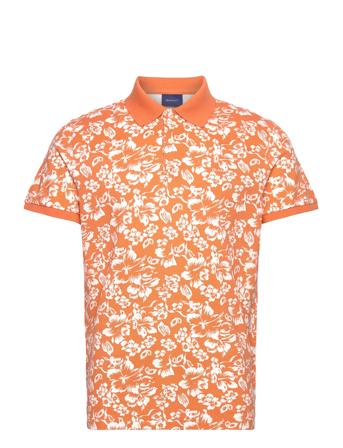 Floral Print Ss Pique Polos Short-sleeved Oransje GANT*Betinget Tilbud