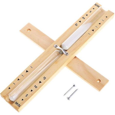 15 minuters timglas i trä till bastu - Bastutillbehör - Timer med roterande timglas - Värmebeständig - Väggmonterad - Miljövänlig