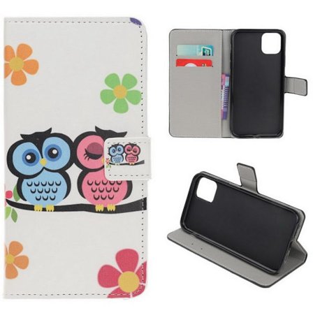 Plånboksfodral iPhone 14 Plus - Ugglor & Blommor