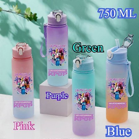 750ML KPop Demon Hunters Gradient Vandflaske - HUNTR/X Rumi Mira Zoey Jinu Børnegave, Bærbar Drikkeflaske