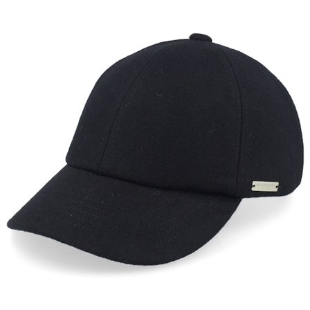 Seeberger - Zwart unconstructed Cap - Wool Blend Black Dad Cap @ Hatstore