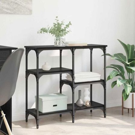 Sidobord - kompletterande bord - gueridon Vidaxl med hylla Ek svart 80 x 29 x 75 cm Ingenjörsträ