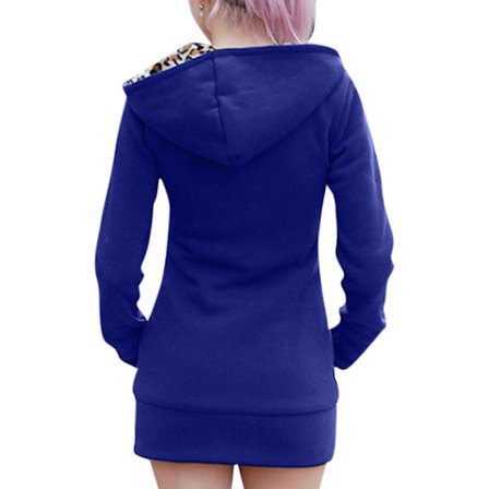 Vinter Kvinde Hætte Plys Leopard Trøje Jakke