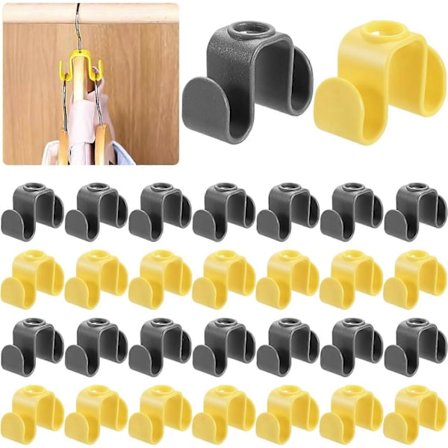 Förpackning med 30 Klädhängare Kopplingskrokar, Klädhängare, Utrymmesbesparande, Dubbelsidig Jackhängare Koppling för Garderob, Garderobsväskor