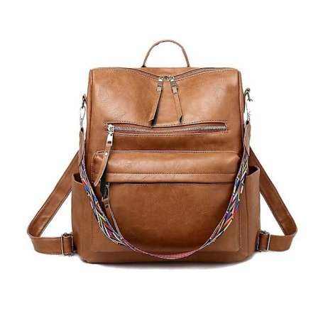 Læderrygsæk til kvinder, skoletasker med høj kapacitet, rejserygsække til kvinder