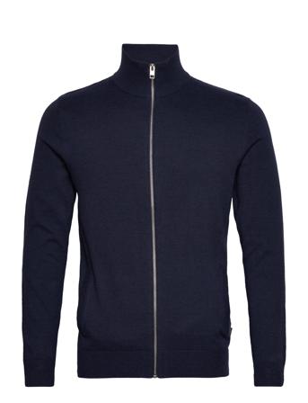 Jjeemil Knit Turtle Zip Cardigan Navy Jack & J S