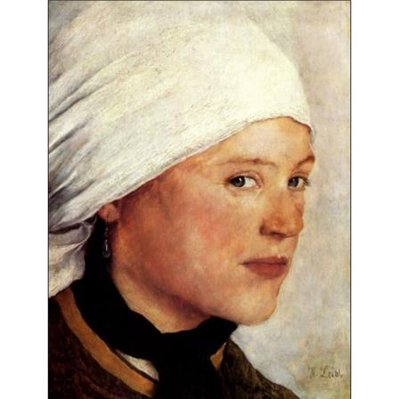 Girl With White Headscarf, C. 1876, Wilhelm Leibl Brun