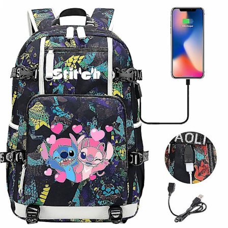 Stitch Dreng Pige Børn Skolebogstasker Usb Stor Kapacitet Teenagere Student Skoletasker Kvinder Mænd Laptop Rejserygsæk