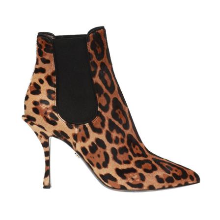 Dolce & Gabbana Leopard-printed heeled ankle Laarzen , Bruin , Dames , Maat: 36 EU High heels