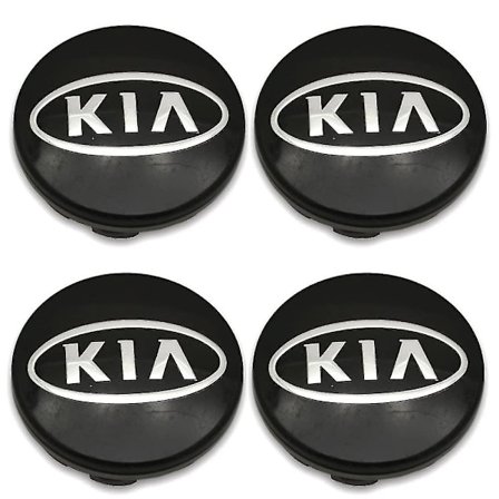 Svarte Kia bil hjulkapsler 60mm 4 stk for Picanto, Rio, Forte, EV, Soul, Ceed