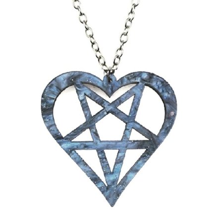 Necklace - Heartagram - Pentagram - HIM - Marble