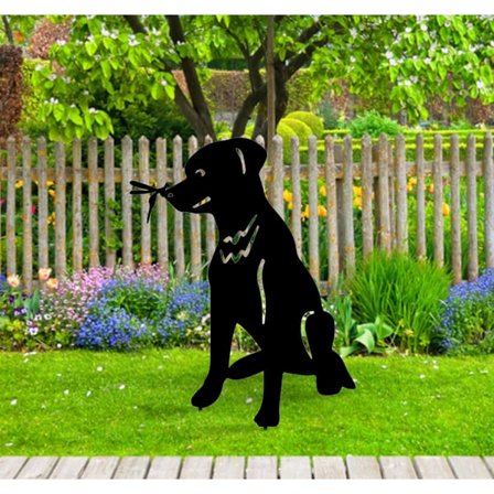 Metallista valmistettu koirapiikki | Musta koiran siluetti sisustus | Koiranpentutaidetta