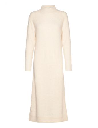 Alpaca Blend Long Mock-Nk Dress Dresses Knitted Dresses Creme Tommy Hilfiger