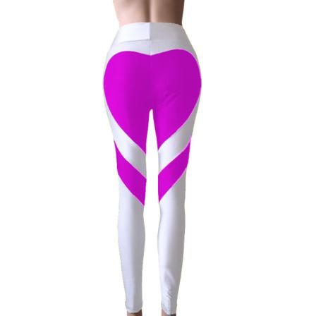 Kvinnor Color Block Byxor Love Heart Print Leggings