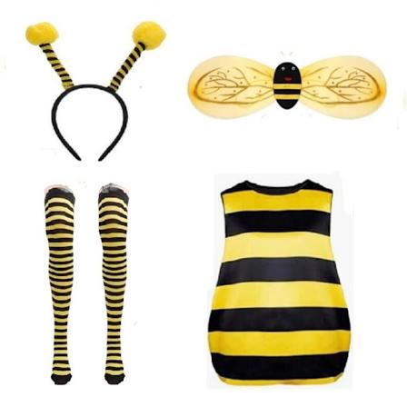 Halloween Voksen Mariehøne Bi Cosplay Party Bi Mariehøne Kostume Vinger-sfssscs Bee four piece socks S
