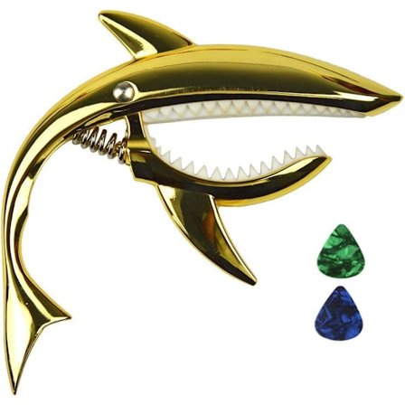 Sinkkiseoskitara Capo Shark Capo akustiselle ja sähkökitaralle, hyvä kädessä, ei nauha surinaa ja kestävä (kulta)