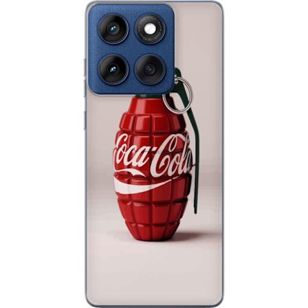 Kompatibel Mobilcover til Motorola Motorola Edge 60 Kunstnerisk illustration af Coca Cola granatæble i rødt og grønt, pop art inspireret motiv med