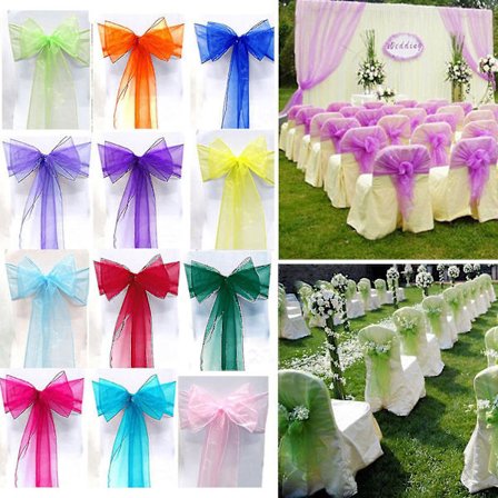 Organza Sashes Cover Bredare fluga Band Sash Bröllopsfest Dekor