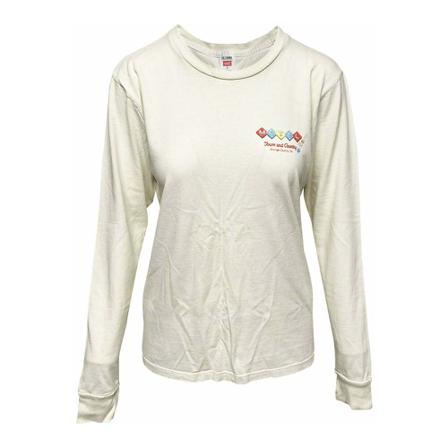 Re/Done Hanes 90S Motel-Print Long-Sleeved Topp vit, Dam, Dam, Storlek: S
