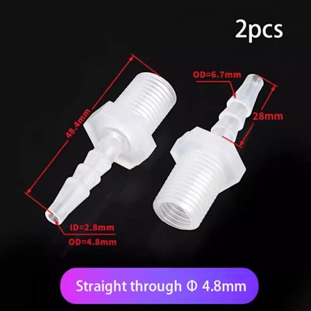 2 kpl PP kyynärpääliittimet akvaariosäiliön liittimet 4.8MMSTRAIGHT