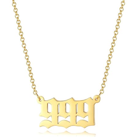 Ängelnummer Halsband 111 222 333 444 555 666 777 888 999 Guld Gammal Engelska Numerologi Halsband (999)