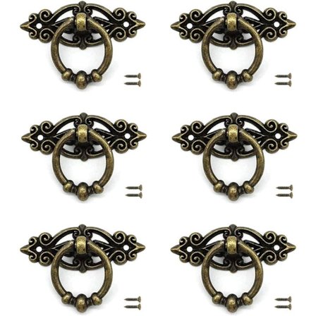 6 stk. Skuffeskuffe Dørgreb Bronze Møbelgreb med Skrue