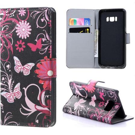 Plånboksfodral Samsung Galaxy S8 - Svart Med Fjärilar