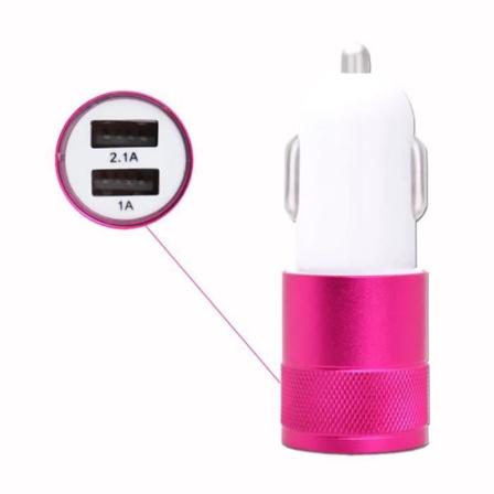 Rosa USB Cigarettändare Laddare Dubbla Portar Ultrasnabb USB X2 Billaddare 12-24V för Lenovo K14 Plus Rosa
