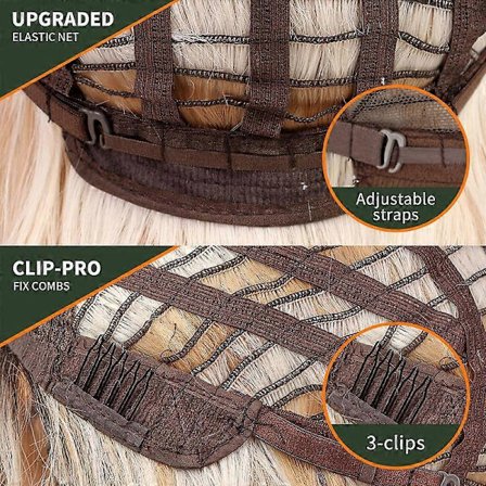 Paryk med pandehår, naturlige bølgede parykker til kvinder